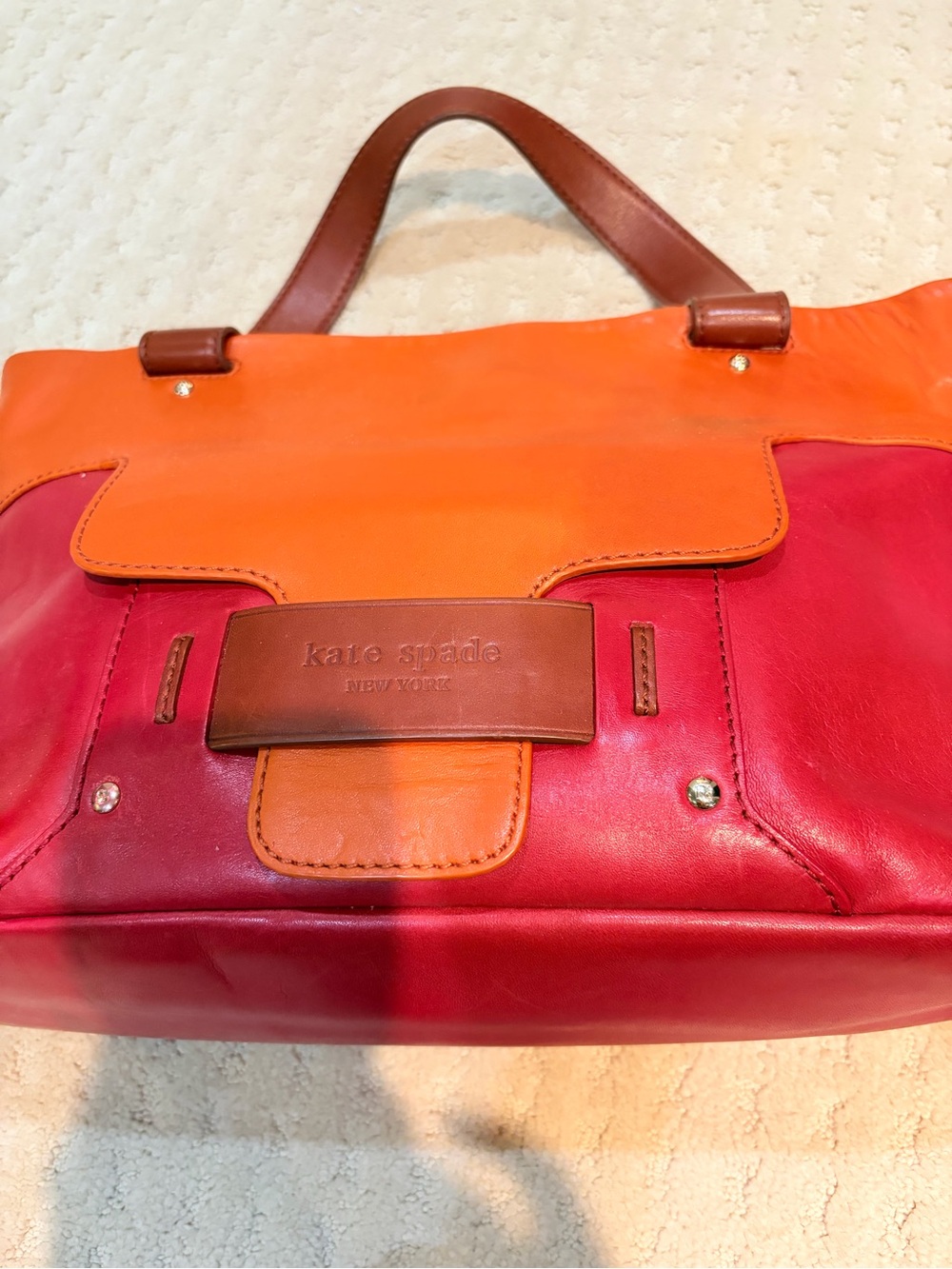 kate spade Red Orange & Brown Leather Satchel